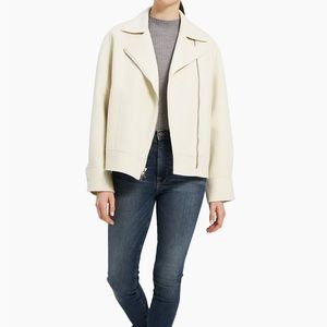 Theory NWT Oversized Moto Jacket in Double-Face Wool-Cashmere Cream 0